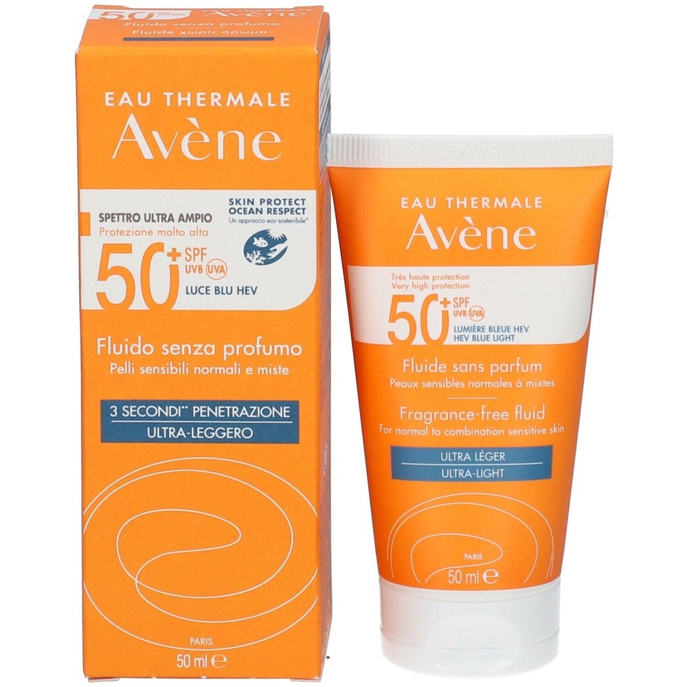 Eau Thermale Avène Fluido Solare Protezione Viso SPF50+ Profumato 50 ml